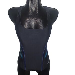 Roots Black and Blue One-Piece Swimsuit 10